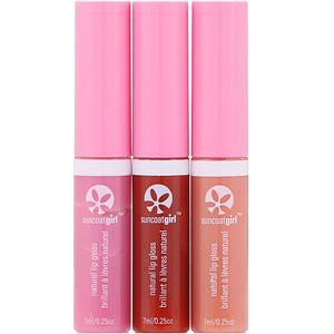 SuncoatGirl, All Natural Lip Gloss, 3 Piece Set, 0.23 oz (7 ml) Each - HealthCentralUSA