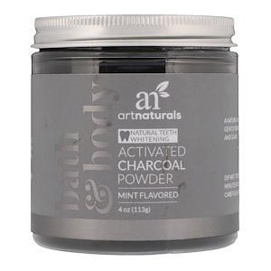 Artnaturals, Activated Charcoal Powder, Mint Flavored, 4 oz (113 g) - HealthCentralUSA
