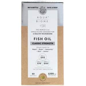 Enzymedica, Aqua Biome, Fish Oil, Classic Strength, Lemon Flavor, 1,200 mg, 60 Softgels - HealthCentralUSA