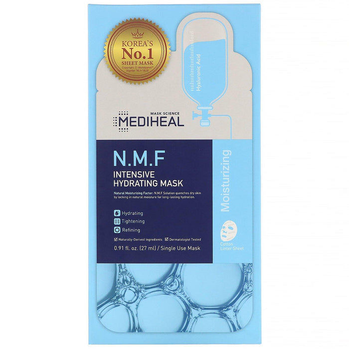 Mediheal, N.M.F Intensive Hydrating Beauty Mask, 5 Sheets, 0.91 fl oz (27 ml) Each - HealthCentralUSA