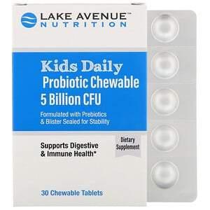 Lake Avenue Nutrition, Kids Daily Probiotic Chewable, Natural Berry Flavor, 5 Billion CFU, 30 Chewable Tablets - HealthCentralUSA
