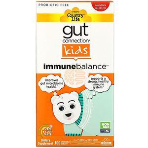 Country Life, Gut Connection Kids, Immune Balance, Sweet & Sour, 100 Chewable Tablets - HealthCentralUSA