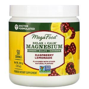 MegaFood, Relax + Calm Magnesium, Raspberry Lemonade, 7.05 oz (200 g) - HealthCentralUSA