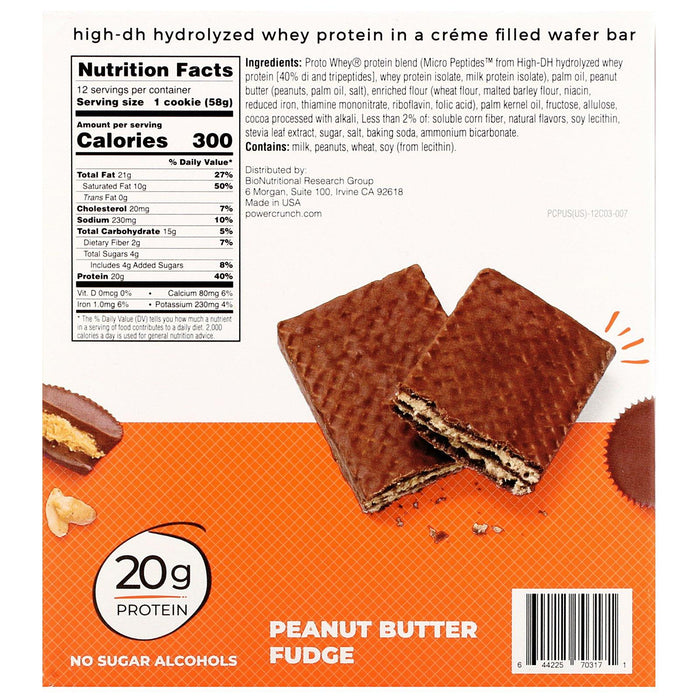 BNRG, Power Crunch Protein Energy Bar, PRO, Peanut Butter Fudge, 12 Bars, 2 oz (58 g) Each - HealthCentralUSA