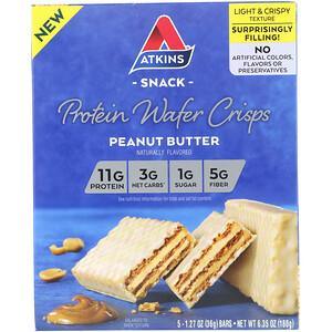 Atkins, Protein Wafer Crisps, Peanut Butter, 5 Bars, 1.27 oz (36 g) Each - HealthCentralUSA