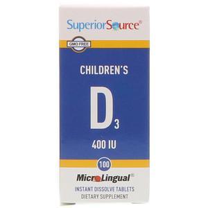 Superior Source, Children's D3, 400 IU, 100 MicroLingual Instant Dissolve Tablets - HealthCentralUSA