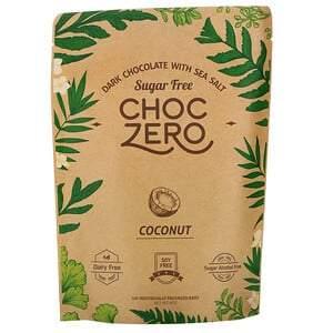 ChocZero, Dark Chocolate With Sea Salt, Coconut, Sugar Free, 6 Bars, 1 oz Each - HealthCentralUSA