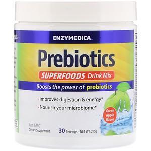 Enzymedica, Prebiotics Superfoods Drink Mix, Green Apple Flavor, 210 g - HealthCentralUSA