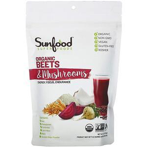Sunfood, Superfoods, Organic Beets & Mushrooms, 5.31 oz (150.5 g) - HealthCentralUSA