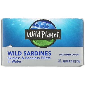 Wild Planet, Wild Sardines, Skinless & Boneless Fillets in Water, 4.25 oz (120 g)