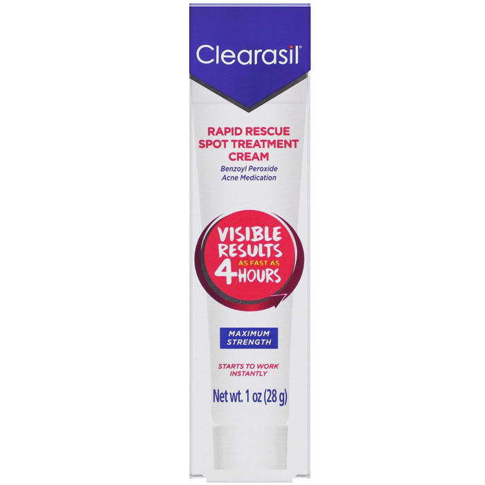 Clearasil, Rapid Rescue, Spot Treatment Cream, 1 oz (28 g) - HealthCentralUSA