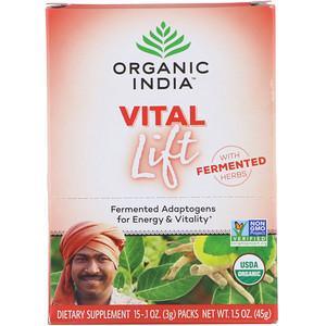 Organic India, Vital Lift, Fermented Adaptogens, 15 Packs, 0.1 oz (3 g) Each - HealthCentralUSA
