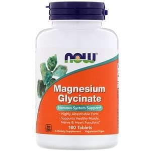 Now Foods, Magnesium Glycinate, 180 Tablets - HealthCentralUSA