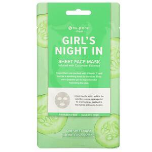 Nu-Pore, Girl's Night In Sheet Beauty Face Mask, Cucumber, 1 Sheet, 1.05 oz (29.7 g) - HealthCentralUSA