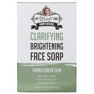 My Magic Mud, Clarifying Brightening Face Soap, French Green Clay, 3.75 oz (106.3 g) - HealthCentralUSA