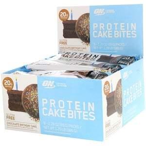 Optimum Nutrition, Protein Cake Bites, Chocolate Birthday Cake, 9 Bars, 2.29 oz (65 g) Each - HealthCentralUSA