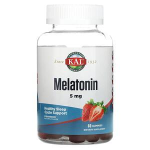 KAL, Melatonin, Strawberry, 5 mg, 60 Gummies - HealthCentralUSA
