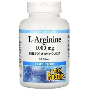 Natural Factors, L-Arginine, 1,000 mg, 90 Tablets - HealthCentralUSA