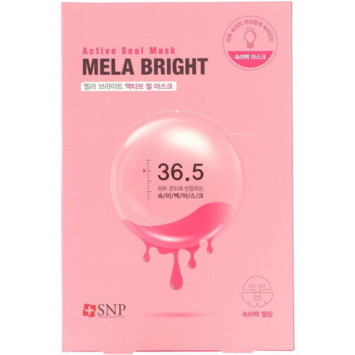 SNP, Mela Bright, Active Seal Beauty Mask, 5 Sheets, 1.11 oz (33 ml) Each - HealthCentralUSA