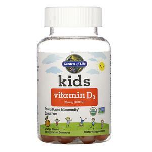 Garden of Life, Kids, Vitamin D3, Orange Flavor, 20 mcg (800 IU), 60 Vegetarian Gummies - HealthCentralUSA