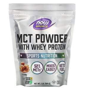 Now Foods, Sports, MCT Powder with Whey Protein, Salted Caramel, 1 lb (454 g) - HealthCentralUSA