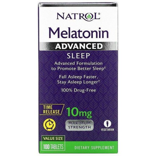 Natrol, Melatonin Advanced Sleep, Time Release, 10 mg, 100 Tablets - HealthCentralUSA