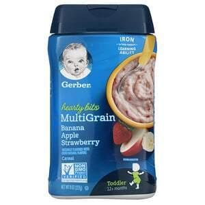 Gerber, Hearty Bits, MultiGrain Cereal, 12+ Months, Banana, Apple, Strawberry, 8 oz (227 g) - HealthCentralUSA