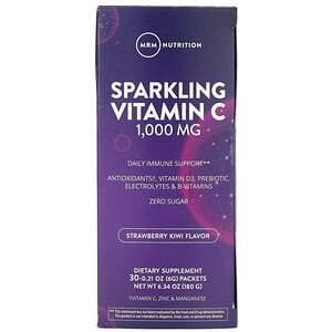 MRM, Sparkling Vitamin C, Strawberry Kiwi, 1,000 mg, 30 Packets, 0.21 oz (6 g) Each - HealthCentralUSA
