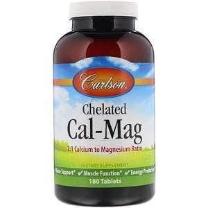 Carlson Labs, Chelated Cal-Mag, 180 Tablets - HealthCentralUSA