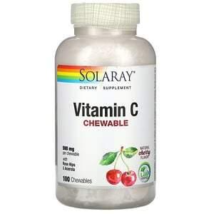 Solaray, Vitamin C Chewable, Natural Cherry, 500 mg, 100 Chewable - HealthCentralUSA
