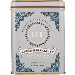 Harney & Sons, HT Tea Blend, English Breakfast, 20 Tea Sachets, 1.4 oz (40 g) - HealthCentralUSA