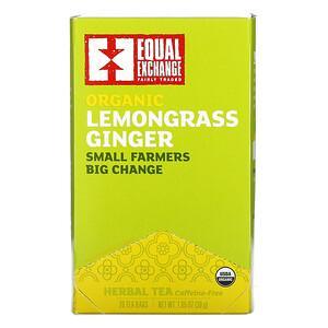 Equal Exchange, Organic Lemongrass Ginger Herbal Tea, Caffeine-Free, 20 Tea Bags, 1.05 oz (30 g) - HealthCentralUSA
