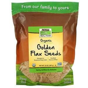 Now Foods, Real Food, Organic Golden Flax Seeds, 32 oz (907 g) - HealthCentralUSA