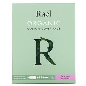 Rael, Organic Cotton Cover Pads, Extra Long Overnight, 6 Count - HealthCentralUSA