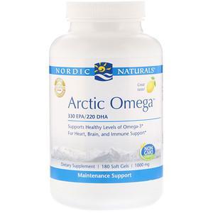 Nordic Naturals, Arctic Omega, Lemon , 1,000 mg, 180 Soft Gels - HealthCentralUSA