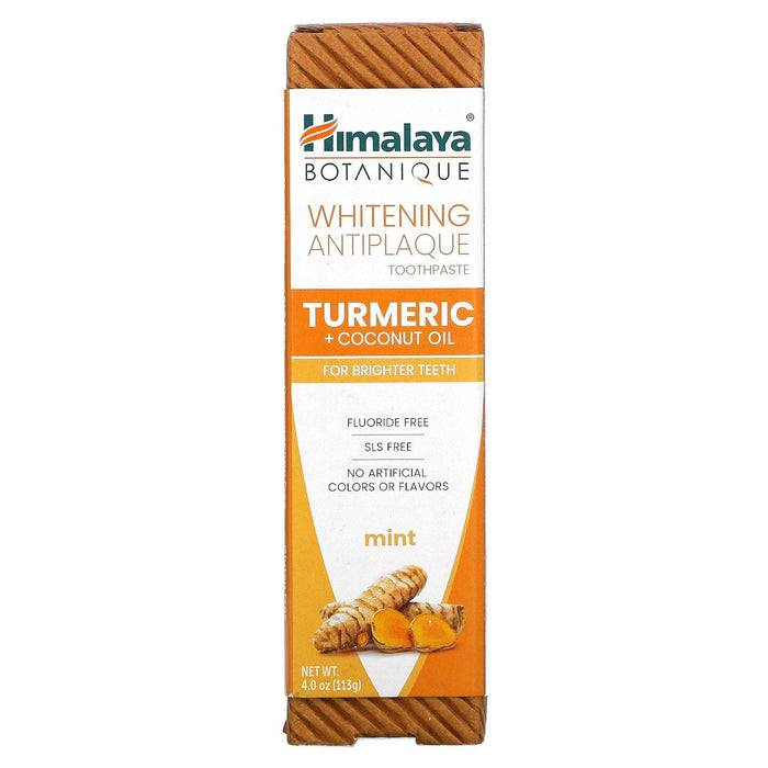 Himalaya, Whitening Antiplaque Toothpaste, Turmeric + Coconut Oil, Mint , 4.0 oz ( 113 g) - HealthCentralUSA