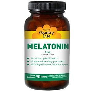 Country Life, Melatonin, 3 mg, 90 Tablets - HealthCentralUSA