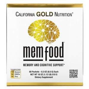 California Gold Nutrition, MEM Food, Memory and Cognitive Support, 60 Packets, 0.3 oz (8.5 g) Each - HealthCentralUSA