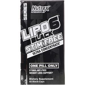 Nutrex Research, LIPO-6 Black Stim-Free, Ultra Concentrate, 60 Black-Caps - HealthCentralUSA