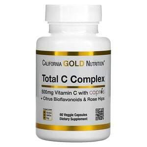 California Gold Nutrition, Total C Complex, Vitamin C with Capros + Citrus Bioflavonoids & Rose Hips, 500 mg, 60 Veggie Capsules - HealthCentralUSA