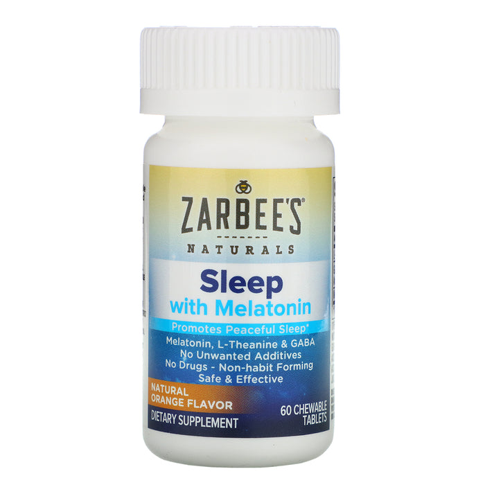 Zarbee's, Sleep with Melatonin, Natural Orange, 60 Chewable Tablets