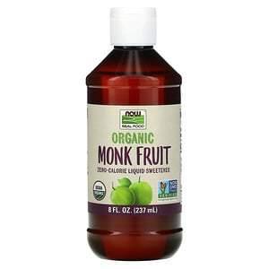 Now Foods, Real Food, Organic Monk Fruit, Zero-Calorie Liquid Sweetener, 8 fl oz (237 ml) - HealthCentralUSA