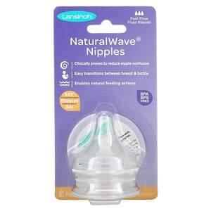 Lansinoh, mOmma, NaturalWave Nipples, Fast Flow, 2 Fast-Flow Nipples - HealthCentralUSA