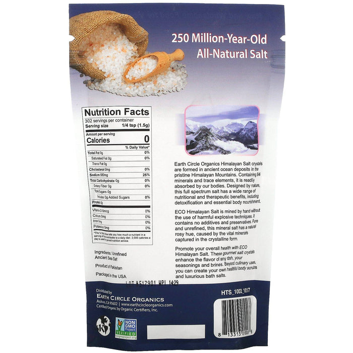 Earth Circle Organics, Himalayan Salt Crystals, Fine Grain, 16 oz (454 g) - HealthCentralUSA