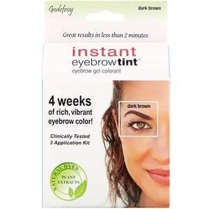 Godefroy, Instant Eyebrow Tint, Dark Brown, 3 Application Kit - HealthCentralUSA