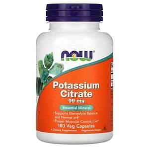 Now Foods, Potassium Citrate, 99 mg, 180 Veg Capsules - HealthCentralUSA