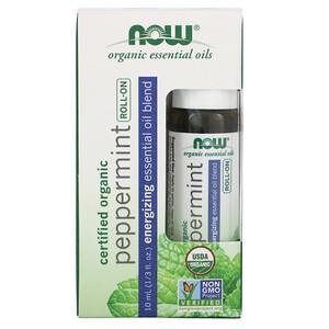 Now Foods, Certified Organic Peppermint Roll-On, 1/3 fl oz (10 ml) - HealthCentralUSA