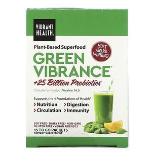 Vibrant Health, Green Vibrance +25 Billion Probiotics, Version 19.0, 15 Packets, 5.96 oz (168.9 g) - HealthCentralUSA