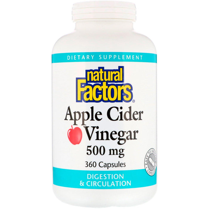 Natural Factors, Apple Cider Vinegar, 500 mg, 360 Capsules - HealthCentralUSA