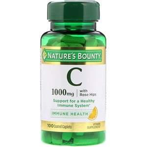 Nature's Bounty, Vitamin C with Rose Hips, 1,000 mg, 100 Coated Caplets - HealthCentralUSA